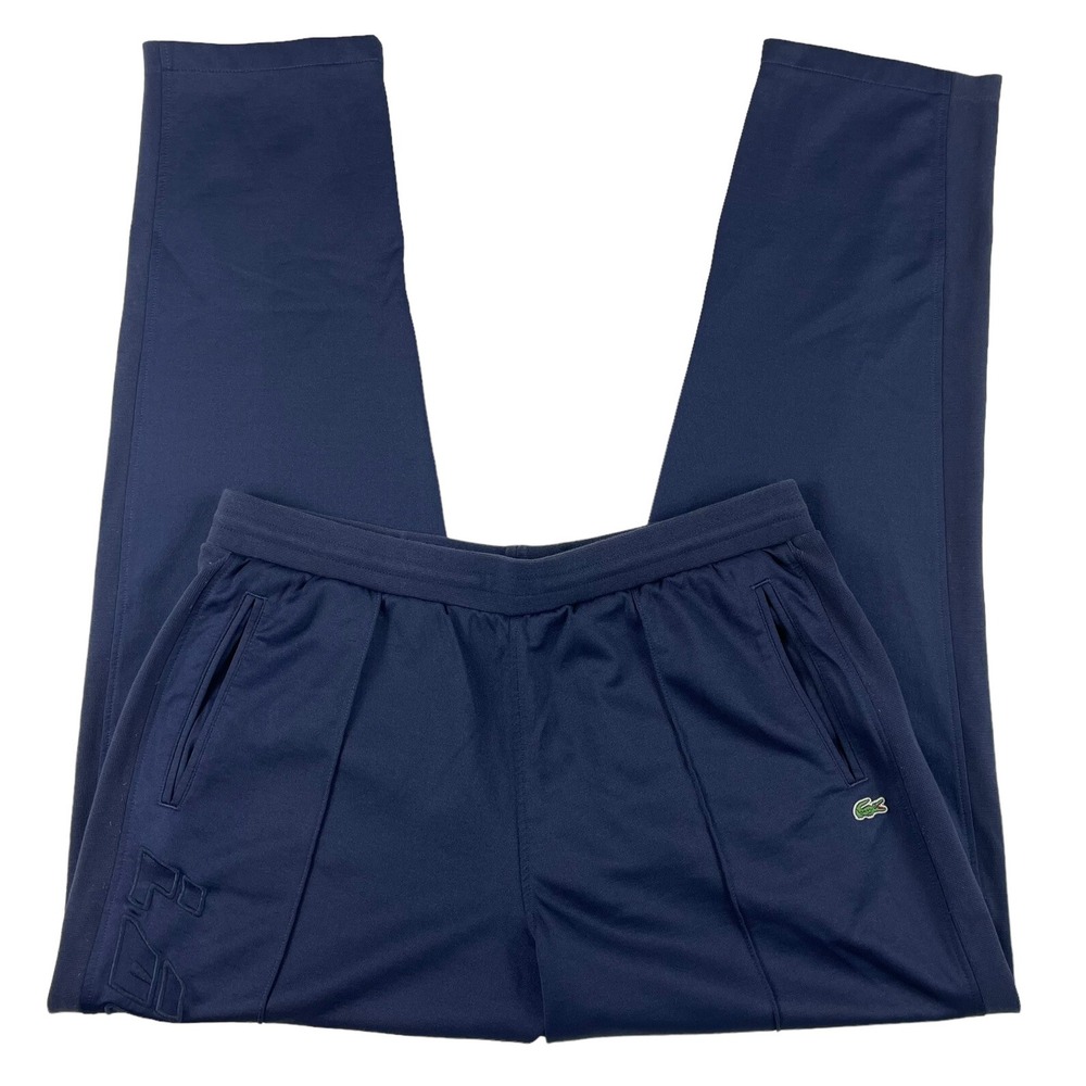 Lacoste Live Navy Blue Patchwork Spellout Jogger Pants Mens 3XL Unisex